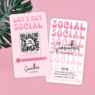 Tarjeta De Visita Logotipo moderno rosado retro Media social Código 