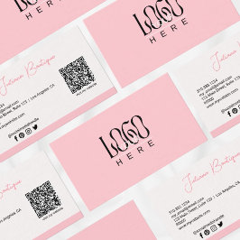 Tarjeta De Visita Logotipo moderno Rubor Pink Business | Código QR