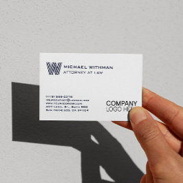 TARJETA DE VISITA LOGOTIPO MONOGRAMA DE LÍNEA AZUL  PROFESIONAL
