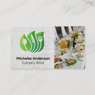 Tarjeta De Visita Logotipo natural de los utensilios   Restauración