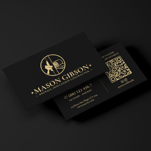 Tarjeta De Visita Logotipo negro de contratista de aislamiento de dr
