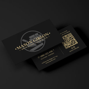 Tarjeta De Visita Logotipo negro de contratista de albañilería de la