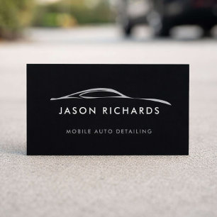 Tarjeta De Visita Logotipo negro de Detallado Automotriz Móvil