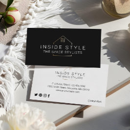 Tarjeta De Visita Logotipo negro de puesta en escena de hogar modern