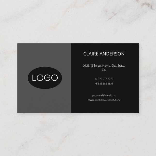 Tarjeta De Visita Logotipo negro Personalizado y personalizado (Anverso)