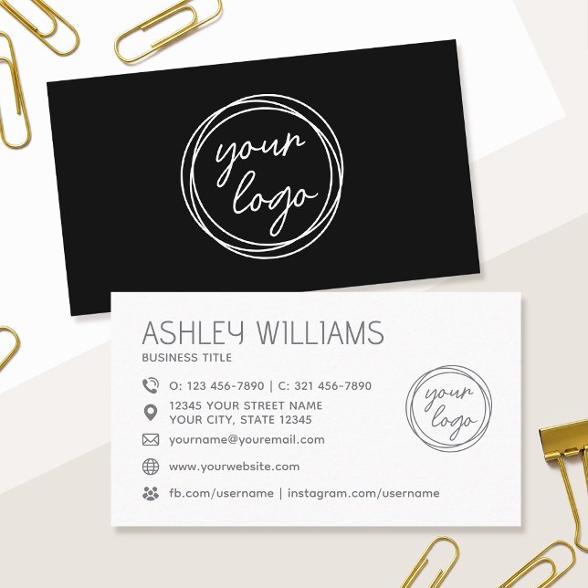 Tarjeta De Visita Logotipo negro profesional de color personalizado  (Subido por el creador)