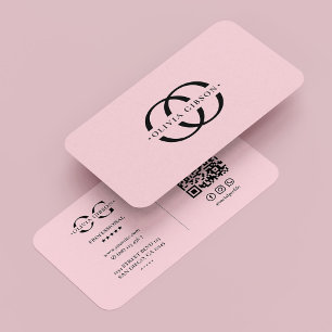 Tarjeta De Visita Logotipo O Monograma Elegante Estética Rosa Pastel
