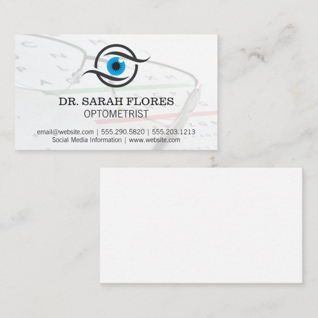 Tarjeta De Visita Logotipo ocular | Gafas de prescripción (Anverso / Reverso)