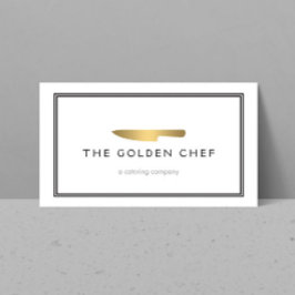 Tarjeta De Visita Logotipo para comidas del chef Gold Chef, restaura