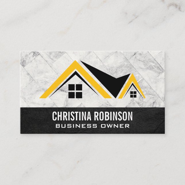 Tarjeta De Visita Logotipo particular | Baldosas de mármol blanco |  (Anverso)