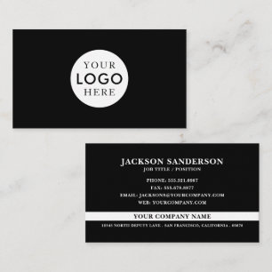 Tarjeta De Visita Logotipo personalizable Profesional Sencillo Negro