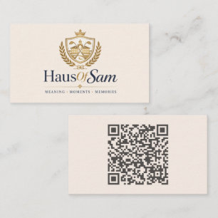 Tarjeta De Visita Logotipo personalizable y código QR suave marfil c