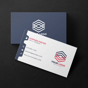 Tarjeta De Visita Logotipo personalizado azul y rojo corporativo mod