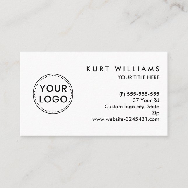 Tarjeta De Visita logotipo Personalizado blanco (Anverso)
