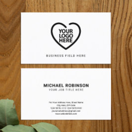 Tarjeta De Visita Logotipo Personalizado Centrado Minimalista Sobre 