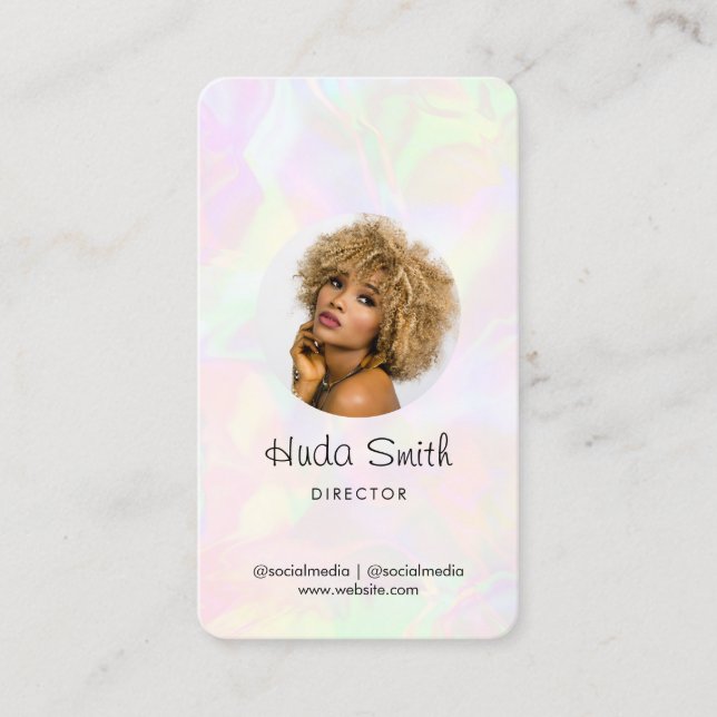 Tarjeta De Visita Logotipo personalizado Código QR y fotografía Holo (Anverso)