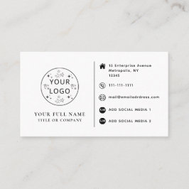 Tarjeta De Visita Logotipo personalizado, contacto y redes sociales 