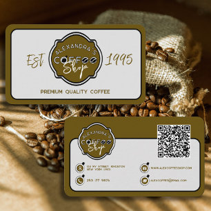 Tarjeta De Visita Logotipo Personalizado de Cafetería Profesional