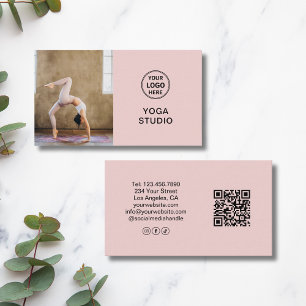 Tarjeta De Visita Logotipo personalizado Foto QR Instructor de Yoga
