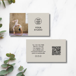 Tarjeta De Visita Logotipo personalizado Foto QR Instructor de Yoga 