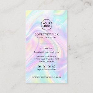 Tarjeta De Visita Logotipo personalizado Holográfico Pastel Arcoir