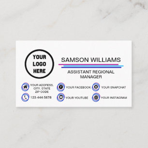 Tarjeta De Visita Logotipo personalizado Iconos modernos de medios s