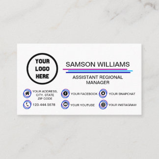 Tarjeta De Visita Logotipo personalizado Iconos modernos de medios s