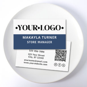 Tarjeta De Visita Logotipo personalizado Iconos sociales Código QR a