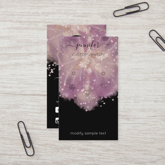 Tarjeta De Visita Logotipo Personalizado Jewelry Card Social Confett (Anverso/Reverso In Situ)