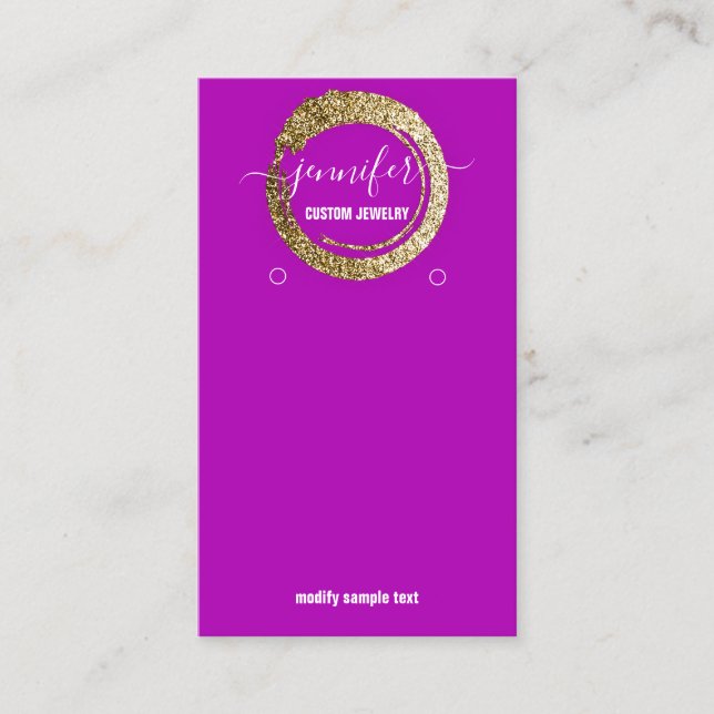 Tarjeta De Visita Logotipo Personalizado Jewelry Social Media Pink F (Anverso)