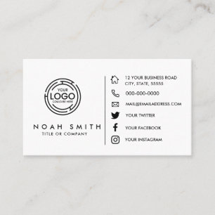 Tarjeta De Visita Logotipo personalizado Minimalista medios sociales