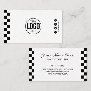 Tarjeta De Visita Logotipo personalizado Moderno a Cuadros Profesion