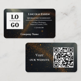 Tarjeta De Visita Logotipo personalizado moderno de Black Star y cód
