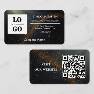 Tarjeta De Visita Logotipo personalizado moderno de Black Star y cód