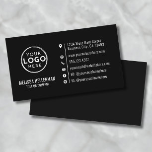Tarjeta De Visita Logotipo personalizado moderno minimalista negro