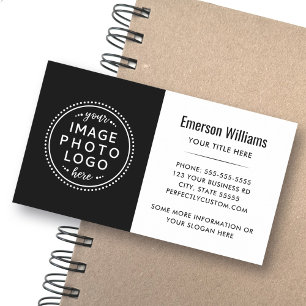 Tarjeta De Visita logotipo personalizado moderno mínimo blanco y neg
