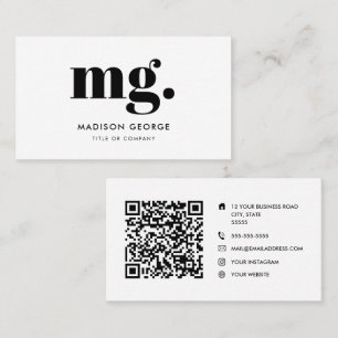 Tarjeta De Visita logotipo personalizado monograma código QR minimal