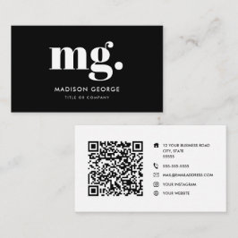 Tarjeta De Visita logotipo personalizado monograma código QR minimal