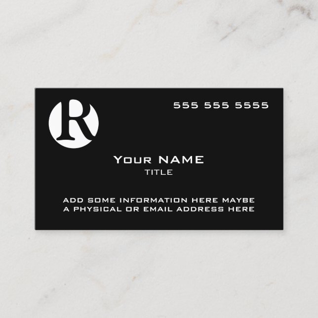 Tarjeta De Visita Logotipo personalizado Negro (Anverso)