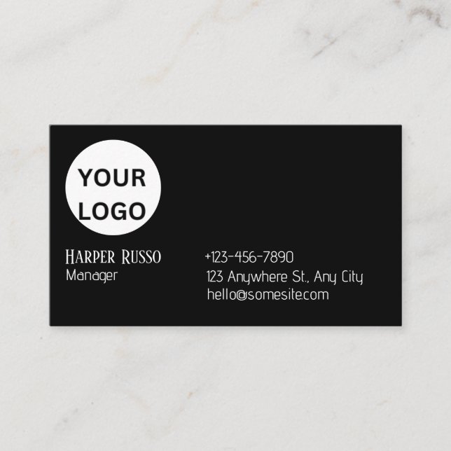 Tarjeta De Visita logotipo personalizado negro (Anverso)