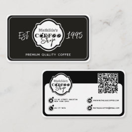Tarjeta De Visita Logotipo Personalizado Negro Cafetería Profesional