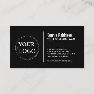 Tarjeta De Visita Logotipo personalizado Negro Minimalista moderno