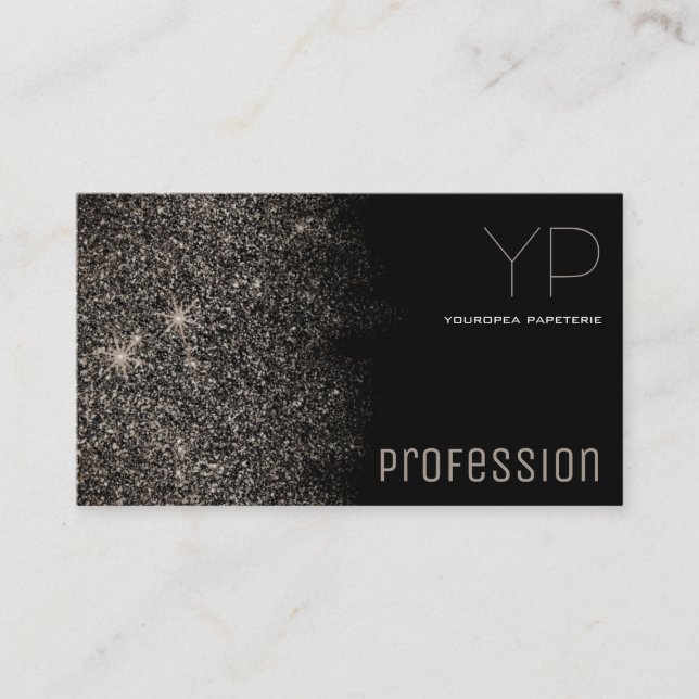 Tarjeta De Visita Logotipo Personalizado Platino Purpurina elegante  (Anverso)