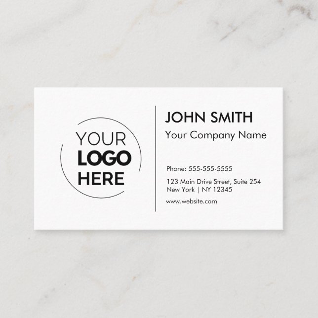 Tarjeta De Visita Logotipo personalizado Profesional Blanco Minimali (Anverso)