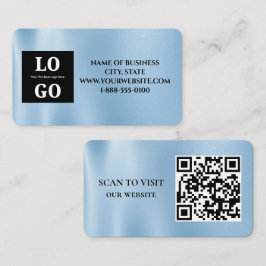Tarjeta De Visita Logotipo personalizado y código QR de cielo azul m