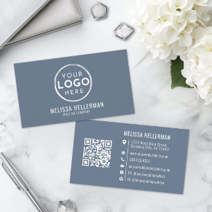 Tarjeta De Visita Logotipo Profesional Azul Minimalista Moderno