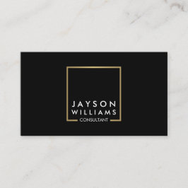 Tarjeta De Visita Logotipo profesional Black and Faux Gold Square