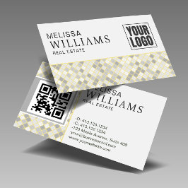 Tarjeta De Visita Logotipo Profesional de Código QR Amarillo y Gris