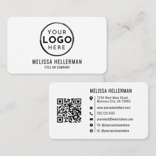 Tarjeta De Visita Logotipo profesional de código QR minimalista mode