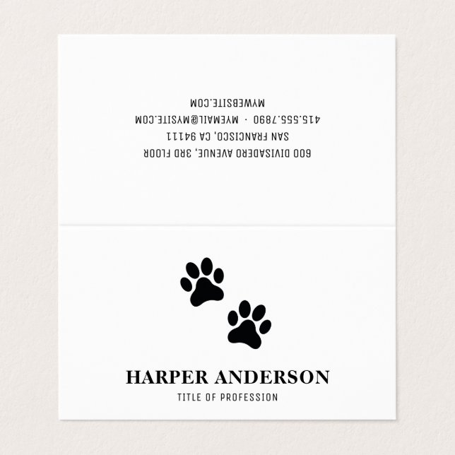 Tarjeta De Visita Logotipo profesional de cuidado de mascotas simple (Exterior desplegado)